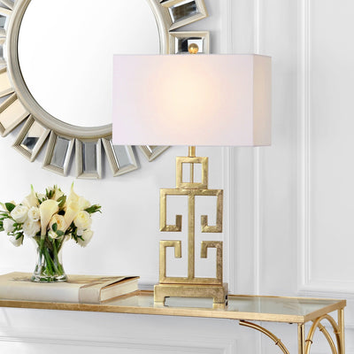 SAFAVIEH Lighting Chantelle Greek Antiqued Gold 29-inch Table Lamp (Set of 2) - 16W x 9D x 29H