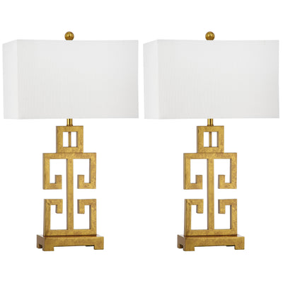 SAFAVIEH Lighting Chantelle Greek Antiqued Gold 29-inch Table Lamp (Set of 2) - 16W x 9D x 29H