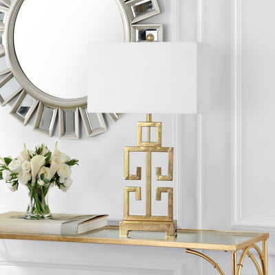 SAFAVIEH Lighting Chantelle Greek Antiqued Gold 29-inch Table Lamp (Set of 2) - 16W x 9D x 29H