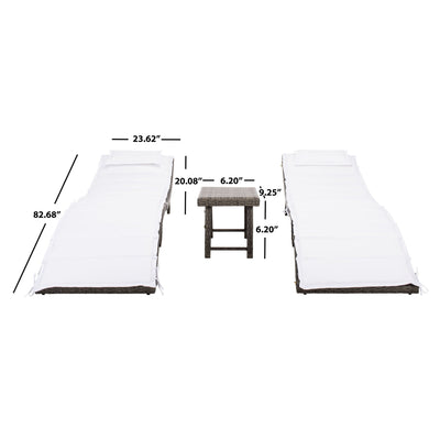 SAFAVIEH Outdoor Blaguna 3-Piece Sun Lounger Set - 83Wx20Dx24H