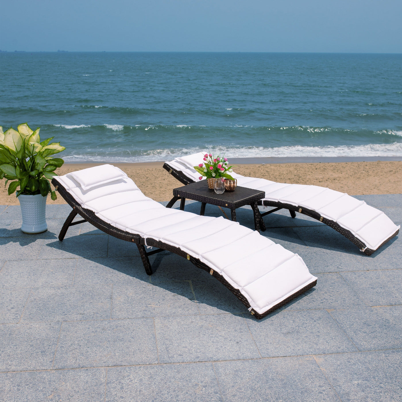 SAFAVIEH Outdoor Blaguna 3-Piece Sun Lounger Set - 83Wx20Dx24H