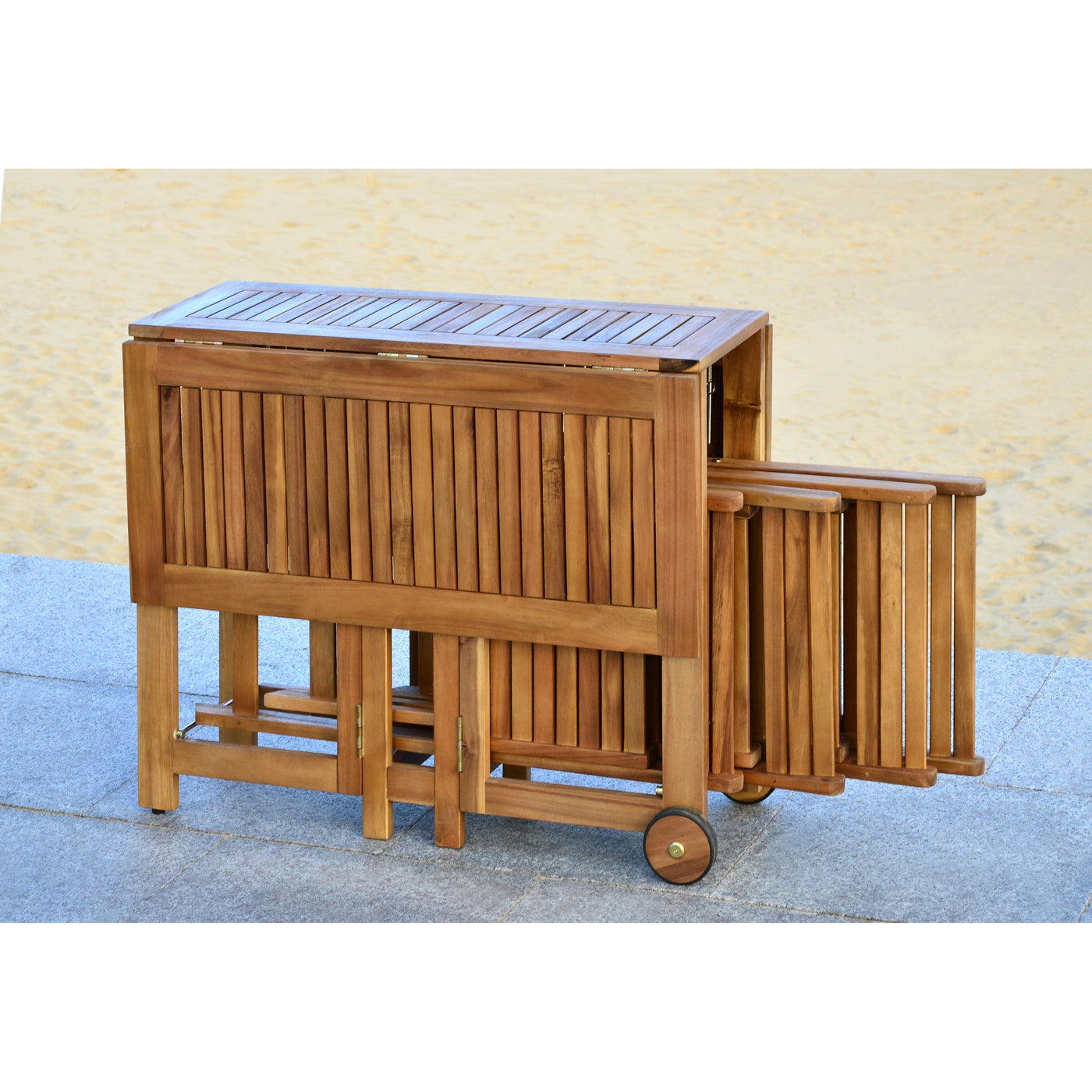 SAFAVIEH Outdoor Brandy 5-Piece Outdoor Dining Table Set - 43Wx35Dx29H