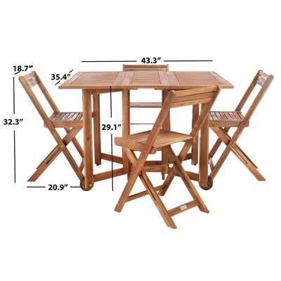 SAFAVIEH Outdoor Brandy 5-Piece Outdoor Dining Table Set - 43Wx35Dx29H