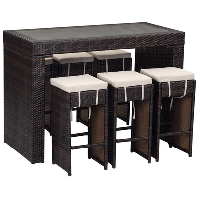 SAFAVIEH Outdoor Euda Bar Set (7-Piece) - 29Wx59Dx42H