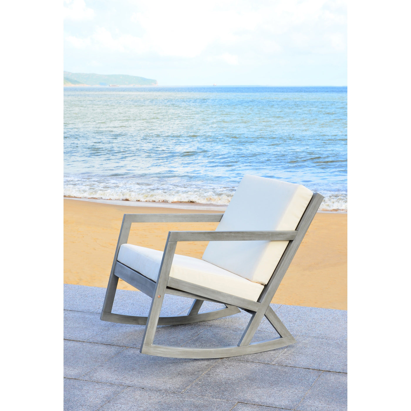 SAFAVIEH Outdoor Makaila Rocking Chair with Cushion - 26W x 31D x 38H