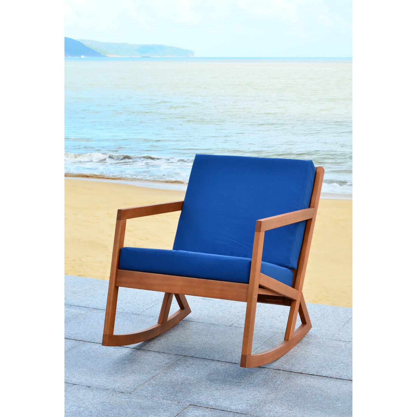 SAFAVIEH Outdoor Makaila Rocking Chair with Cushion - 26W x 31D x 38H