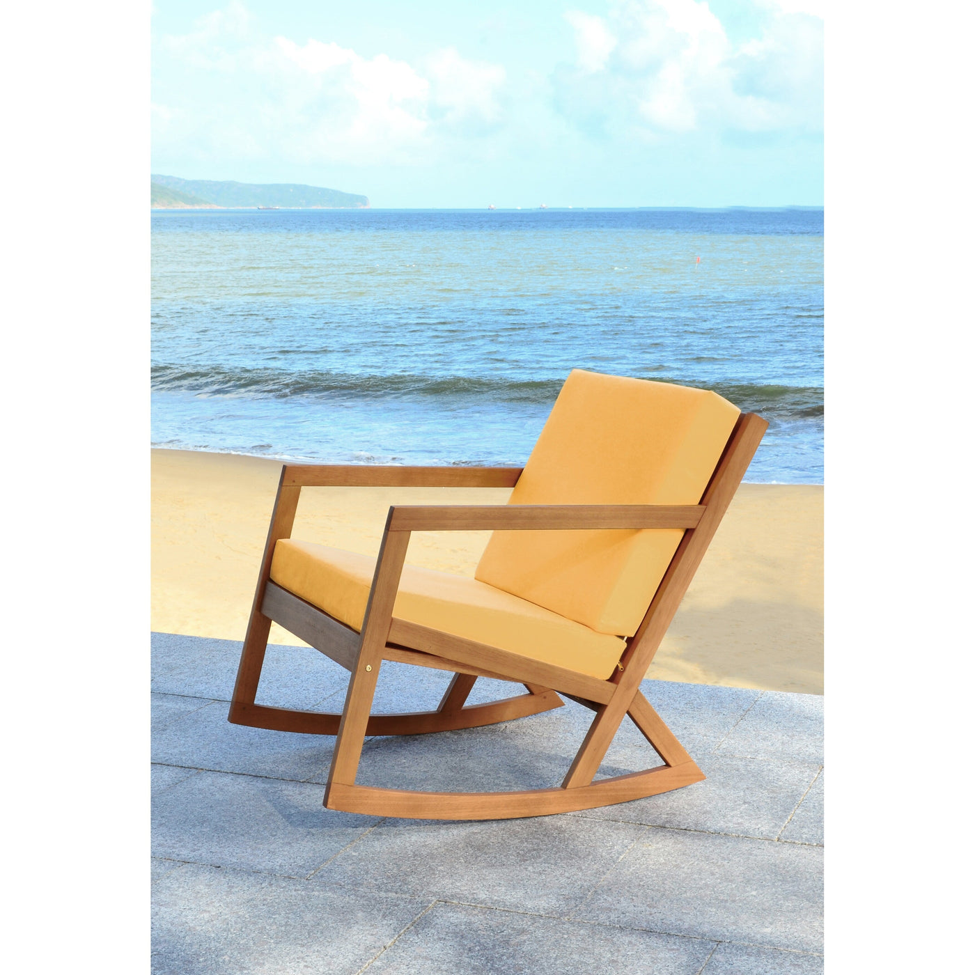 SAFAVIEH Outdoor Makaila Rocking Chair with Cushion - 26W x 31D x 38H