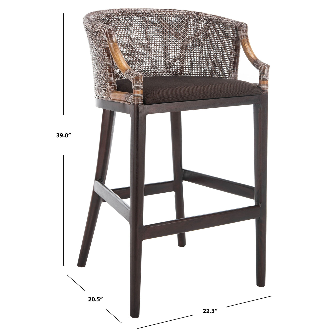SAFAVIEH Virona Rattan 30-inch Bar Stool - 22.3 W x 20.5 L x 39 H - 22Wx21Dx39H