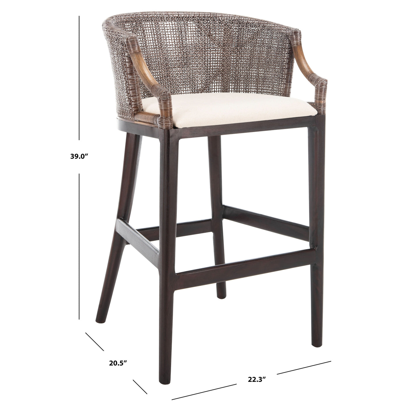 SAFAVIEH Virona Rattan 30-inch Bar Stool - 22.3 W x 20.5 L x 39 H - 22Wx21Dx39H
