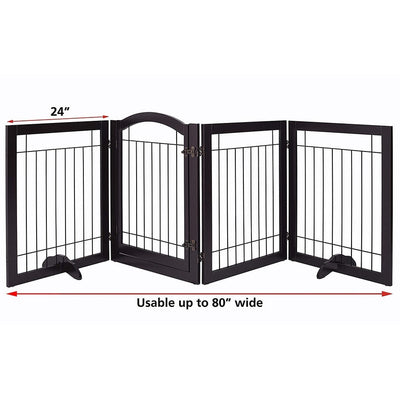 SPIRICH 96 inch Extra Wide 30 inches Tall Dog gate with Door Walk Through, Freestanding Wire Pet Gate,Pet Puppy Safety Fence