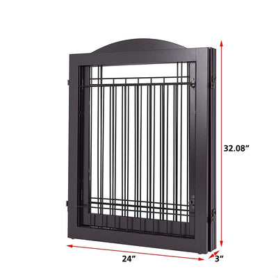 SPIRICH 96 inch Extra Wide 30 inches Tall Dog gate with Door Walk Through, Freestanding Wire Pet Gate,Pet Puppy Safety Fence