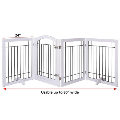 SPIRICH 96 inch Extra Wide 30 inches Tall Dog gate with Door Walk Through, Freestanding Wire Pet Gate,Pet Puppy Safety Fence