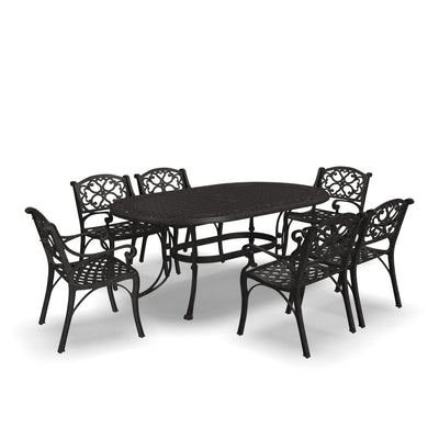 Sanibel Bronze Aluminum 7- Piece Outdoor Dining Set with 72 Oval Dining Table and Six Armchairs by Homestyles