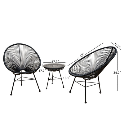 Corvus Sarcelles 3-Piece Modern Wicker Acapulco Bistro Set