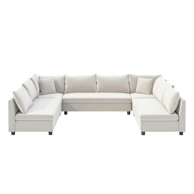 Sectional Sofa,Reversible U Shaped Chenille Couch Set,Free Combination,Oversized 8 Seat Convertible Sofa