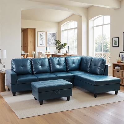 Semi PU Synthetic Leather 3-Piece Couch Living Room Sofa Set