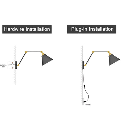 Malryn Set of 2 Modern Adjustable Swing Arm Lights Plug-in/Hardwired Wall Sconces