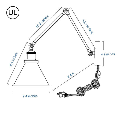 Malryn Set of 2 Modern Adjustable Swing Arm Lights Plug-in/Hardwired Wall Sconces