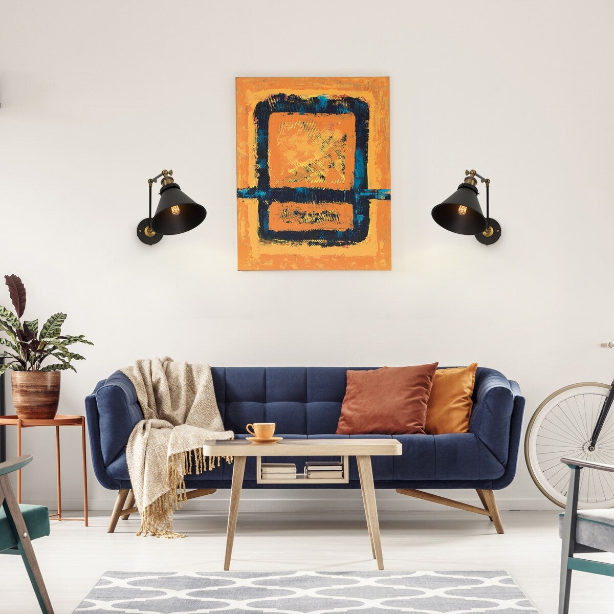 Malryn Set of 2 Modern Adjustable Swing Arm Lights Plug-in/Hardwired Wall Sconces