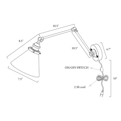 2 Set Modern Swing Arm Lights Adjustable Plug-in Hardwired Wall Sconces