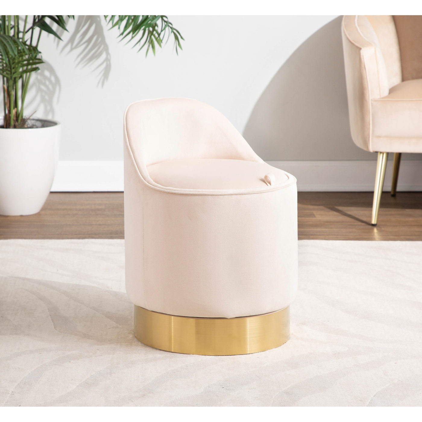 Silver Orchid Corday Swivel Velvet Vanity Stool