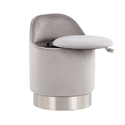 Silver Orchid Corday Swivel Velvet Vanity Stool