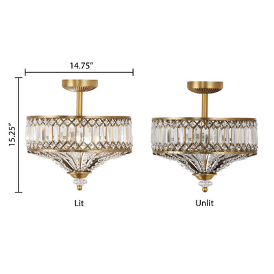 Silver Orchid Furey Bronze/Gold Tiered Glass Semi-flush Lighting Fixture - 14.75L x 14.75W x 15.25H