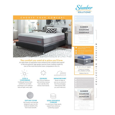 Slumber Solutions 12-inch Gel Memory Foam Choose Your Comfort Mattress