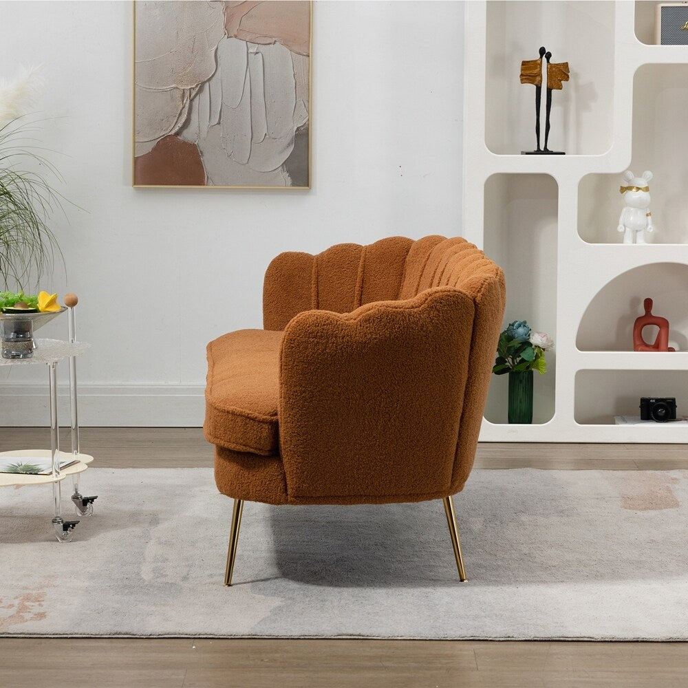 Small Mini Room Couch Two-Seater Sofa with Gold Metal Leg - 2 Seat