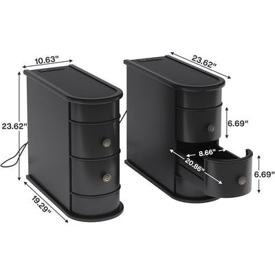 Solid Wood Chairside End Table, Two-Drawer Narrow Side Table Slim