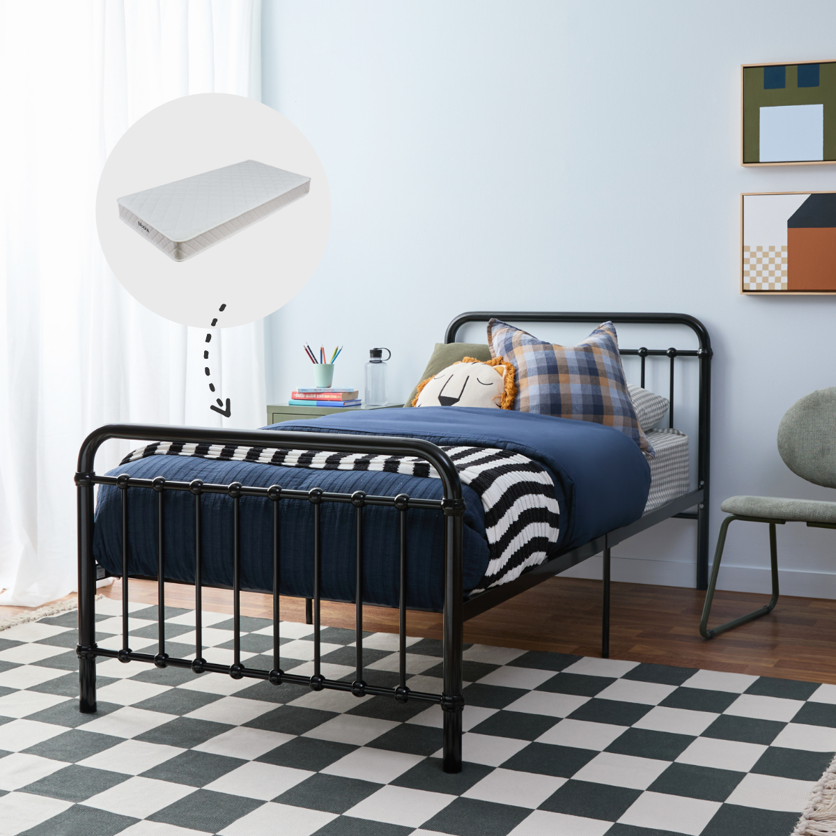 Sonata King Single Bed Black + Mattress Bundle