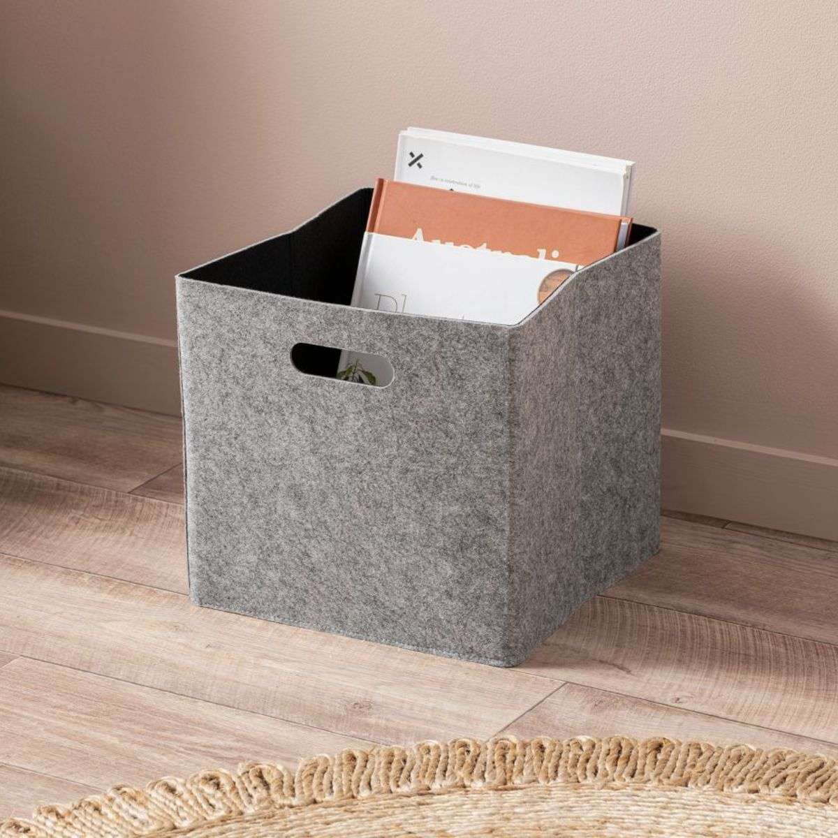 Felt Cube Basket - Grey