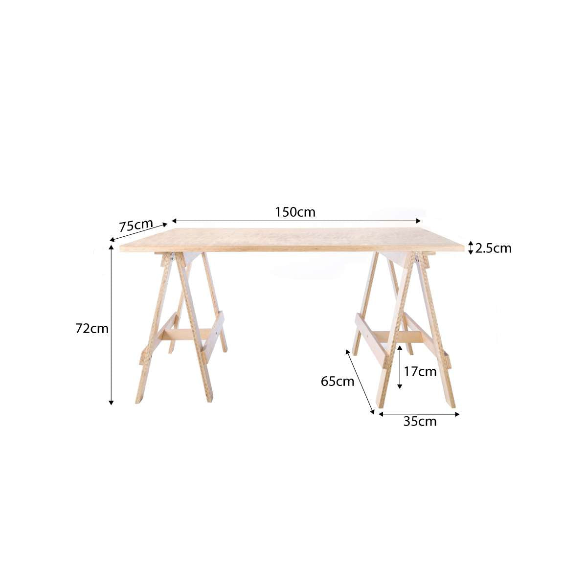 Trestle Desk - Natural Top/Natural Legs