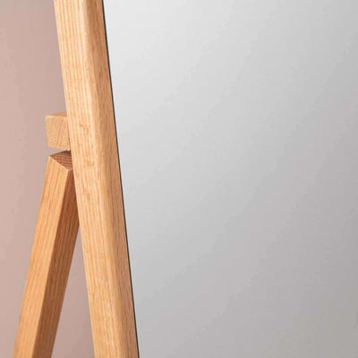 Ola Full Length Curved Rectangle Oak Mirror