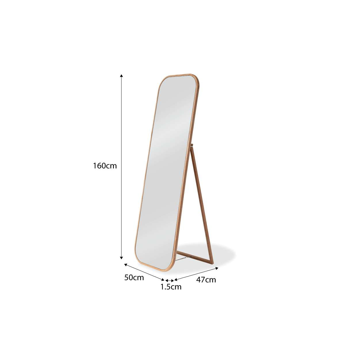 Ola Full Length Curved Rectangle Oak Mirror