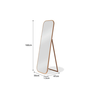 Ola Full Length Curved Rectangle Oak Mirror