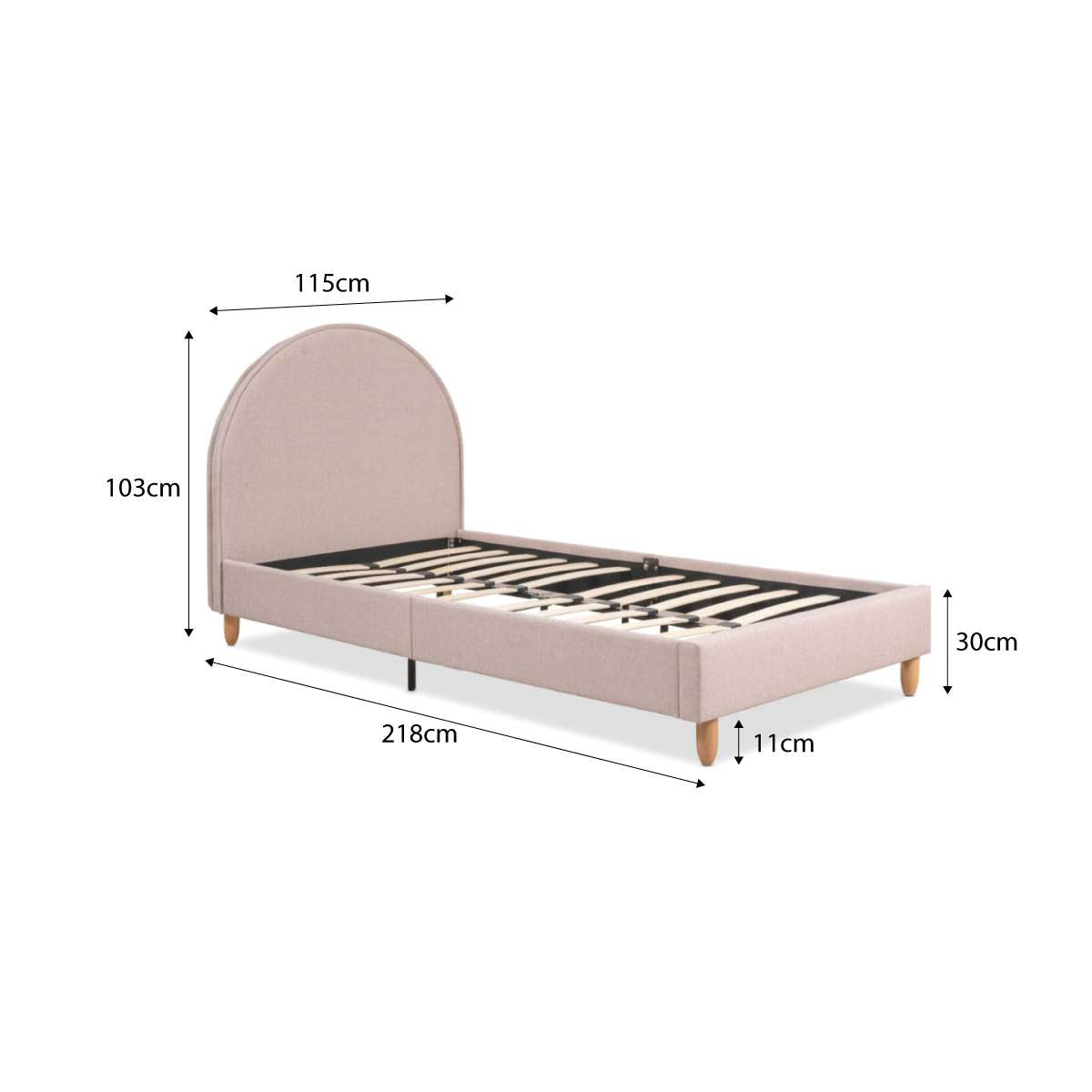 Imogen King Single Bed - Dusty Pink