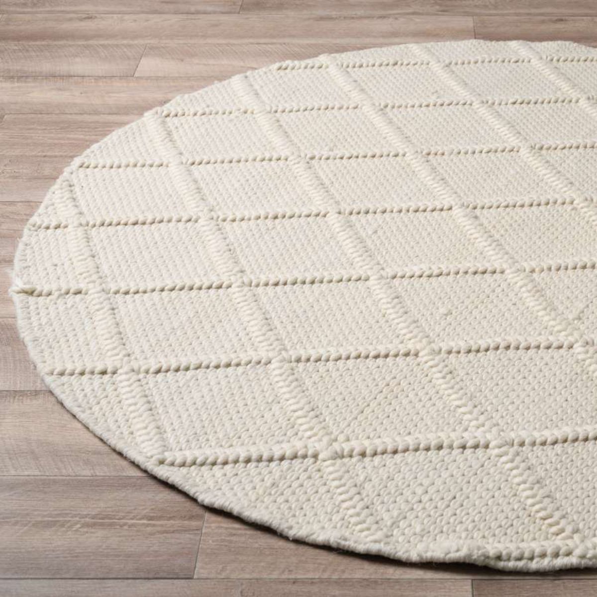 Hannah Diamond Wool Blend Floor Rug - Round