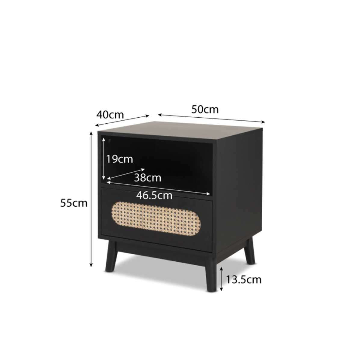 Claremont Bedside Table - Black