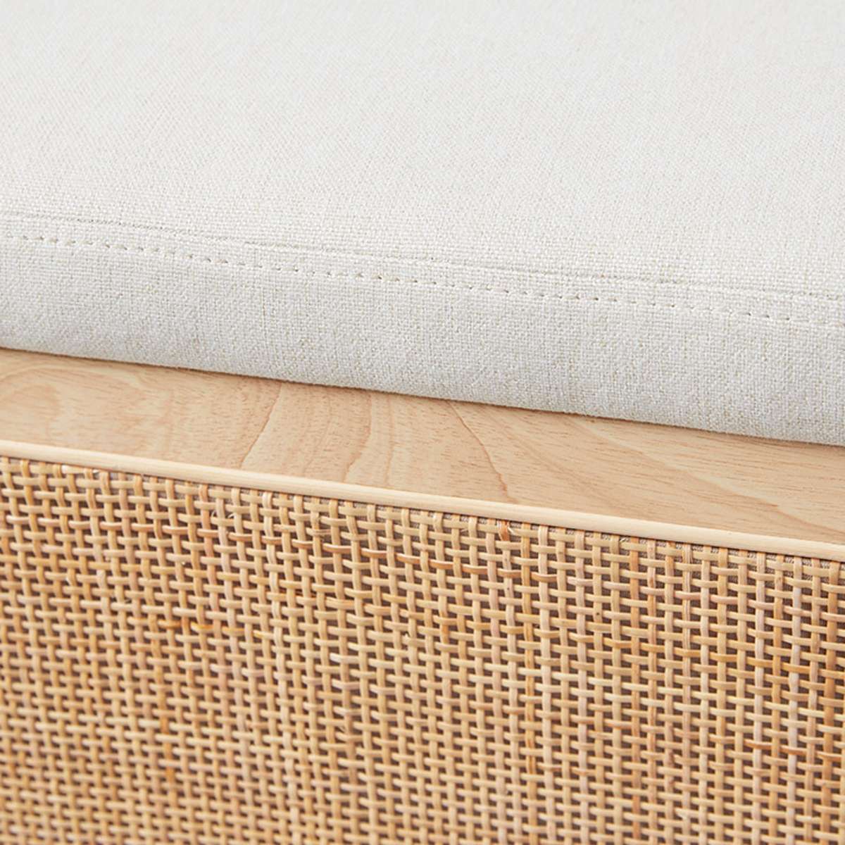 Rattan and Linen Look Storage Box - Natural