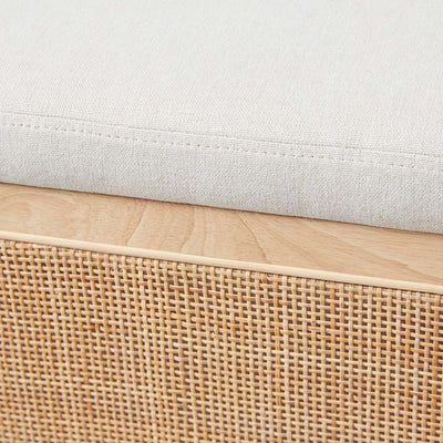 Rattan and Linen Look Storage Box - Natural