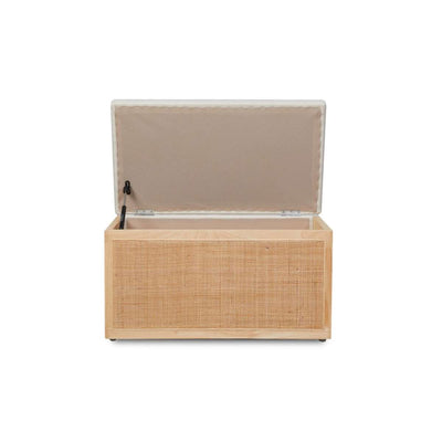 Rattan and Linen Look Storage Box - Natural