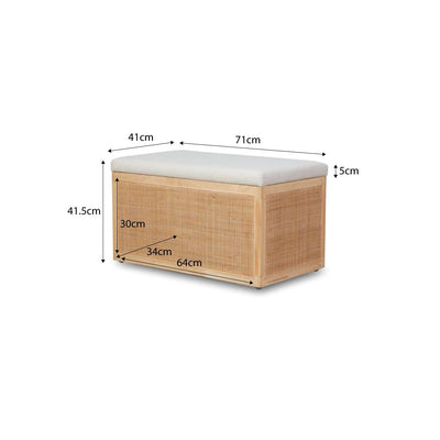 Rattan and Linen Look Storage Box - Natural