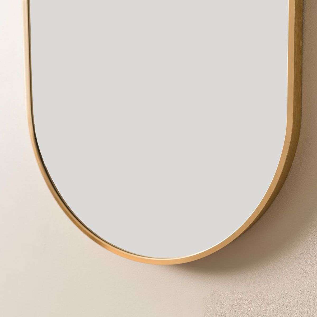 Rony Metal Pill Shaped Mirror - Gold