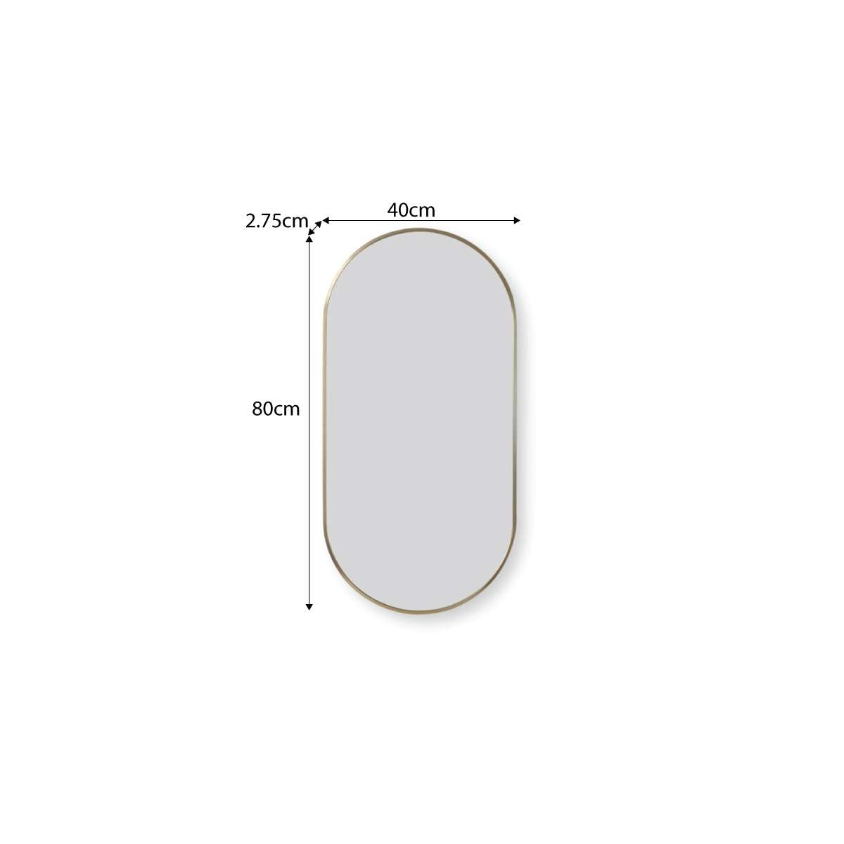 Rony Metal Pill Shaped Mirror - Gold
