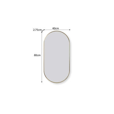 Rony Metal Pill Shaped Mirror - Gold