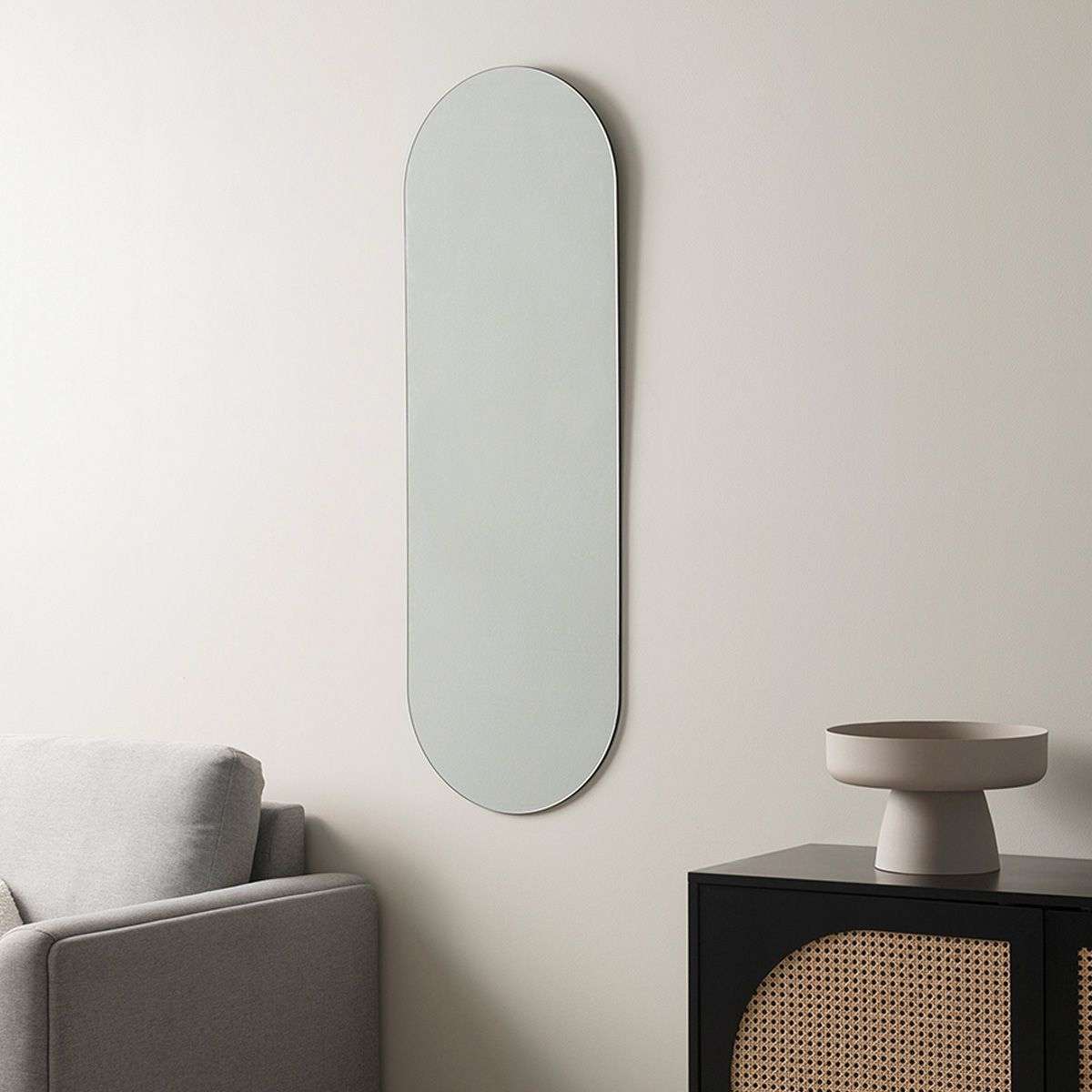 Kalili Frameless Pill Shaped Mirror