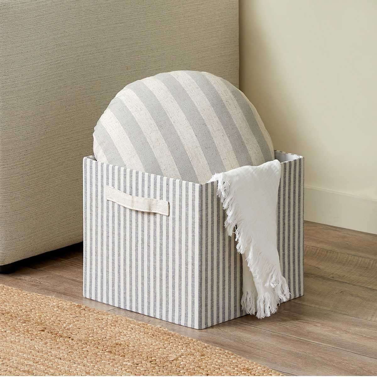 Hamptons Stripe Cube Basket