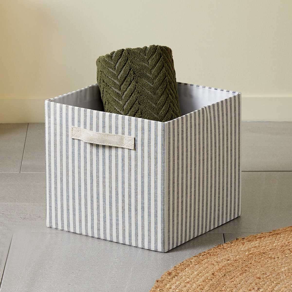 Hamptons Stripe Cube Basket