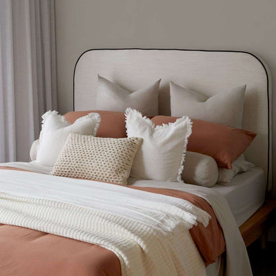 Molly Fringed Cotton Throw Cushion - Ivory